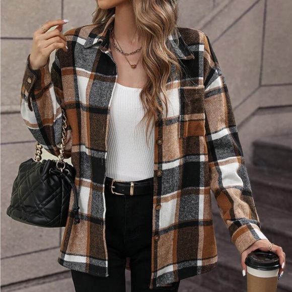 Boho Buffalo plaid coat jacket - Picture 3 of 6
